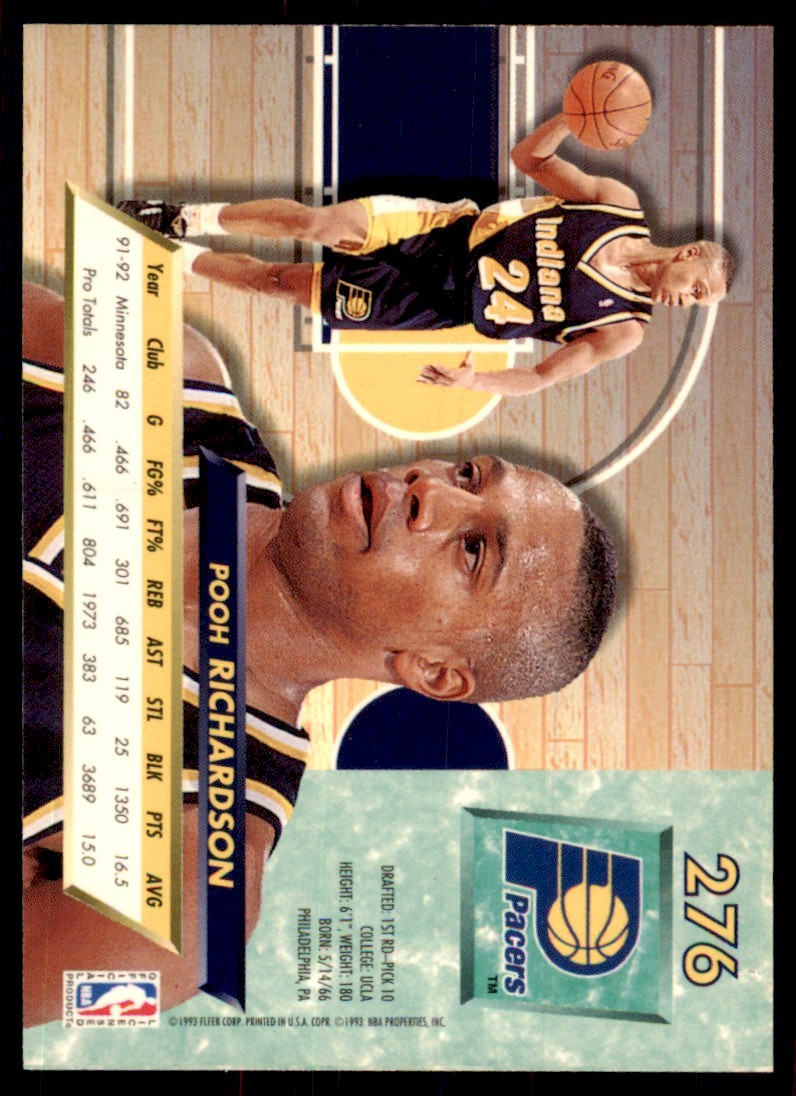 1992-93 Fleer Ultra Pooh Richardson Basketball Cards #276