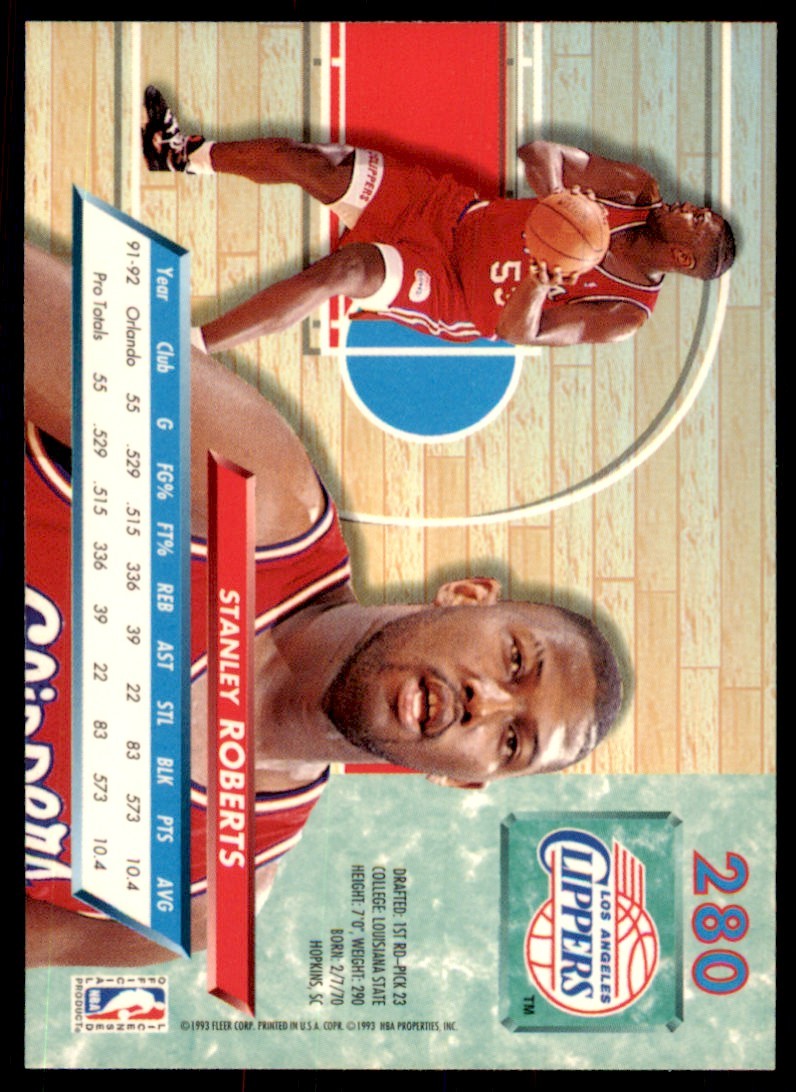 1992-93 Fleer Ultra Stanley Roberts Basketball Cards #280