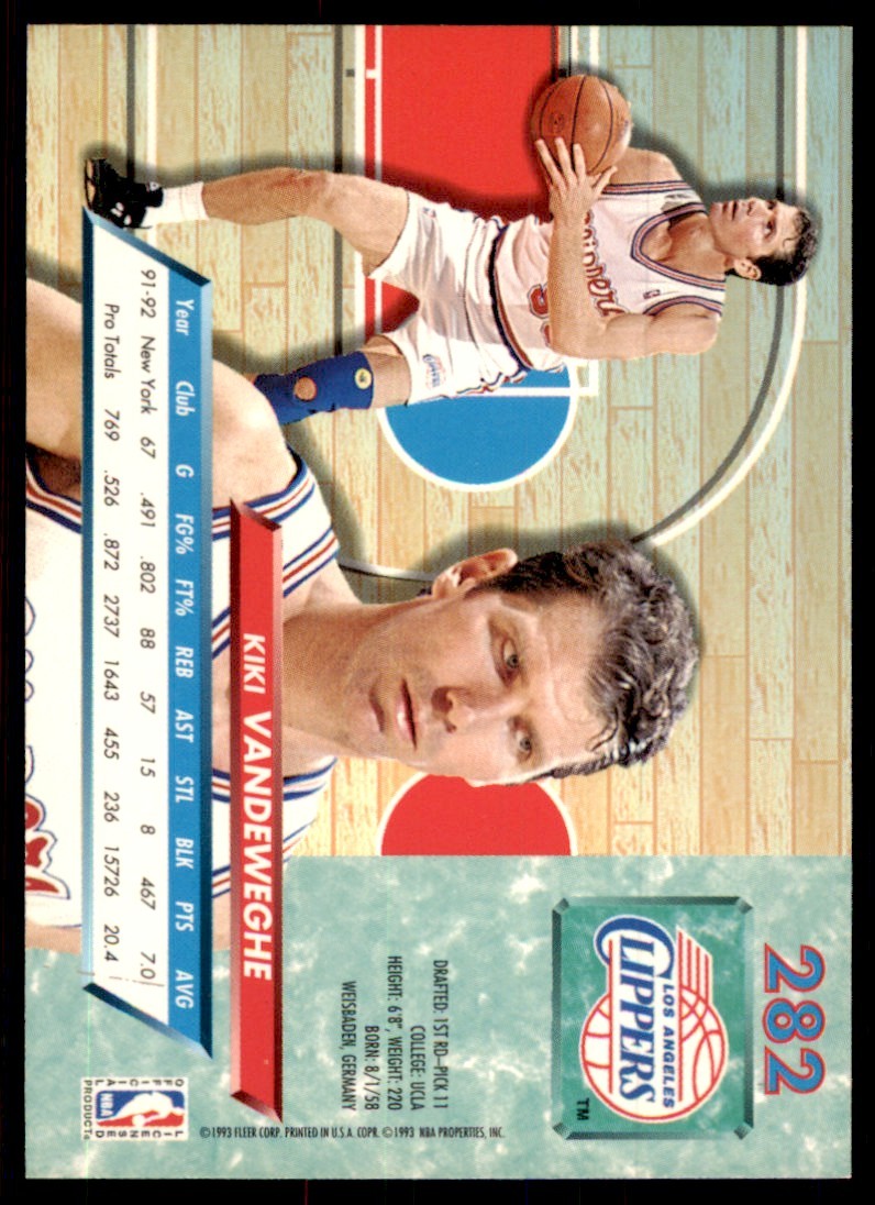 1992-93 Fleer Ultra Kiki Vandeweghe Basketball Cards #282