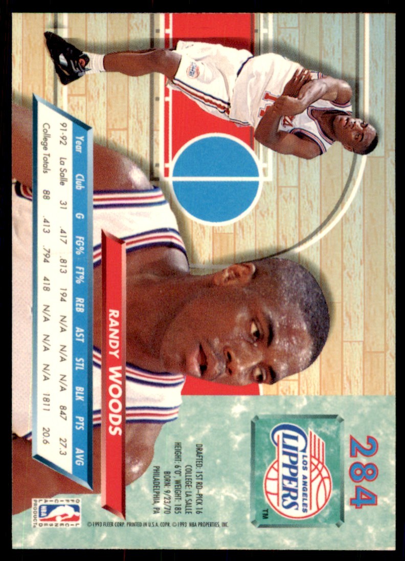 1992-93 Fleer Ultra Randy Woods Basketball Cards #284
