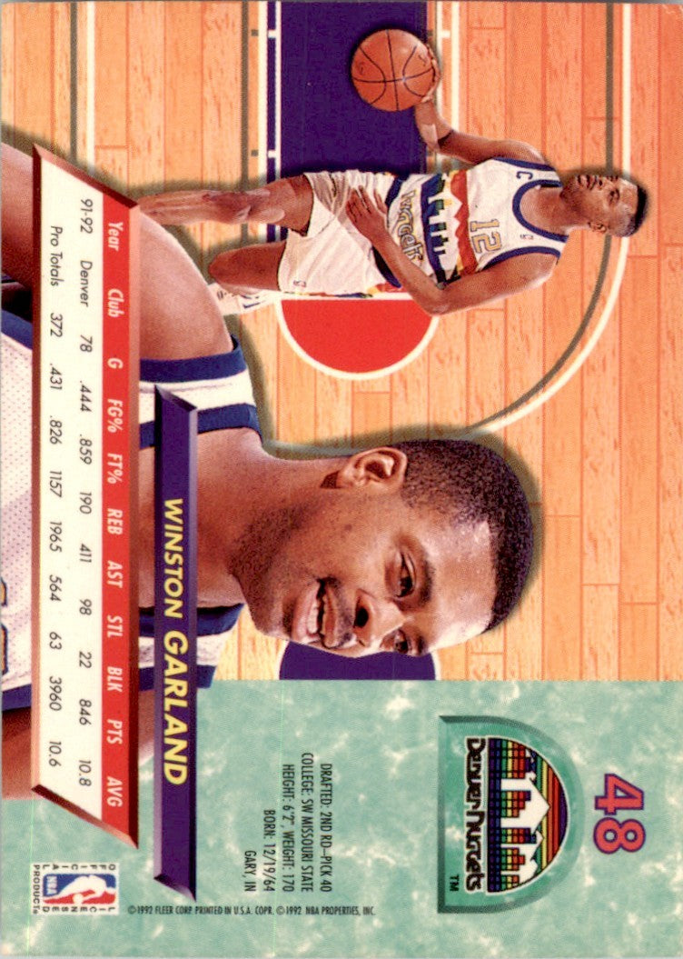1992-93 Fleer Ultra Winston Garland Basketball Cards #48