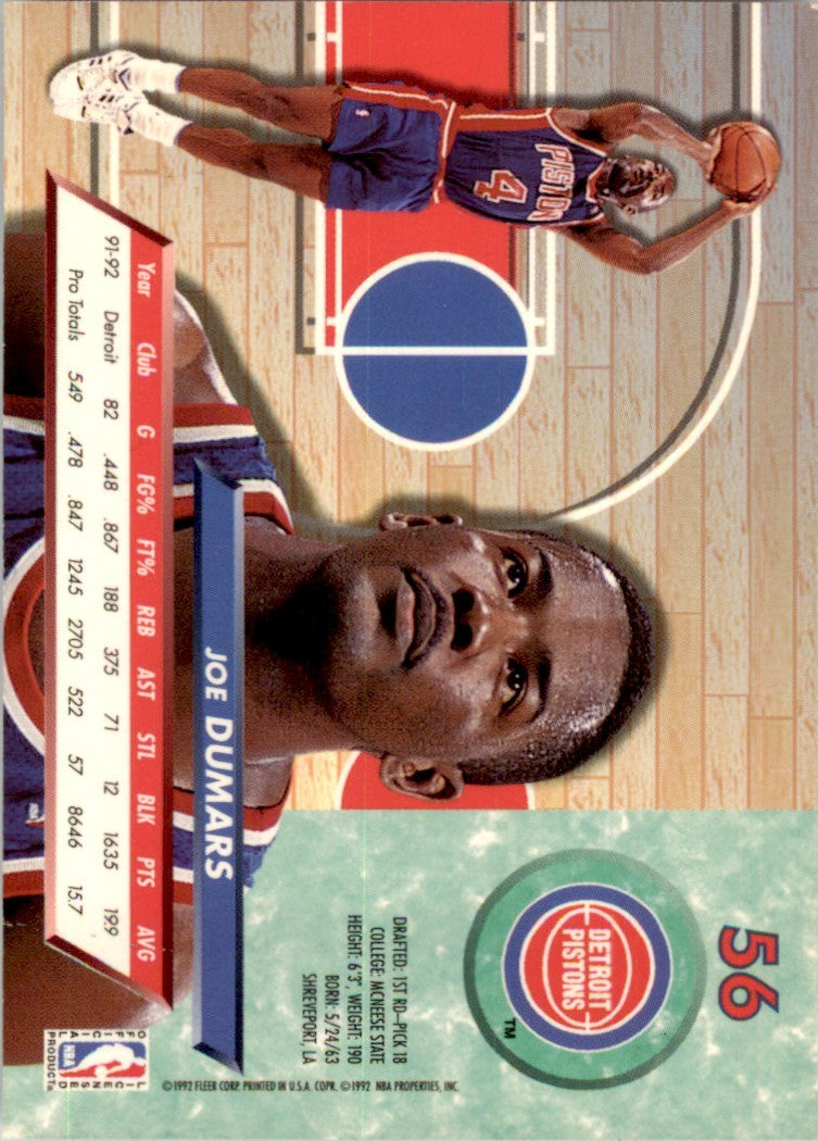 1992-93 Fleer Ultra Joe Dumars Basketball Cards #56