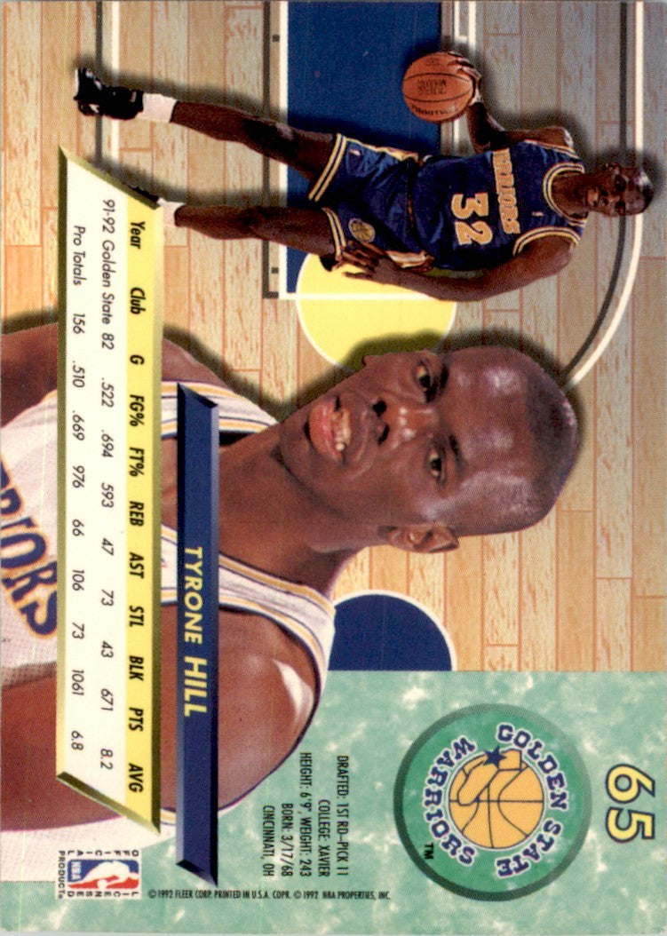 1992-93 Fleer Ultra Tyrone Hill Basketball Cards #65