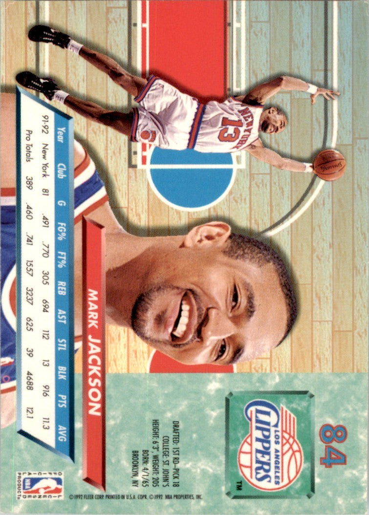 1992-93 Fleer Ultra Mark Jackson Basketball Cards #84