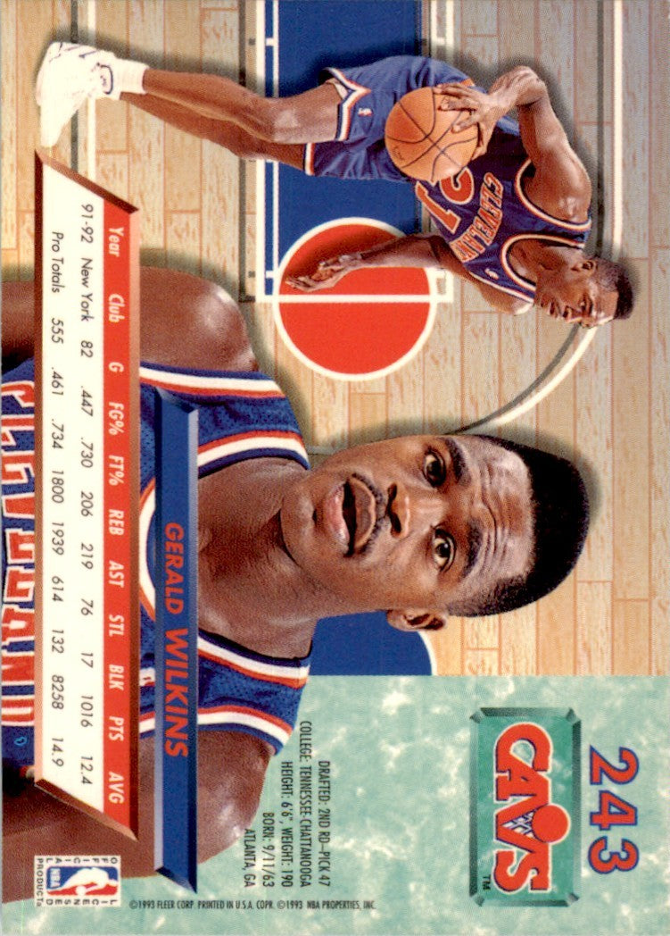 1992-93 Fleer Ultra Gerald Wilkins Basketball Cards #243