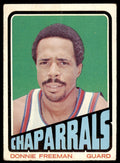 1972-73 Topps Basketball Card (Damaged) Donnie Freeman Dallas Chaparrals #190