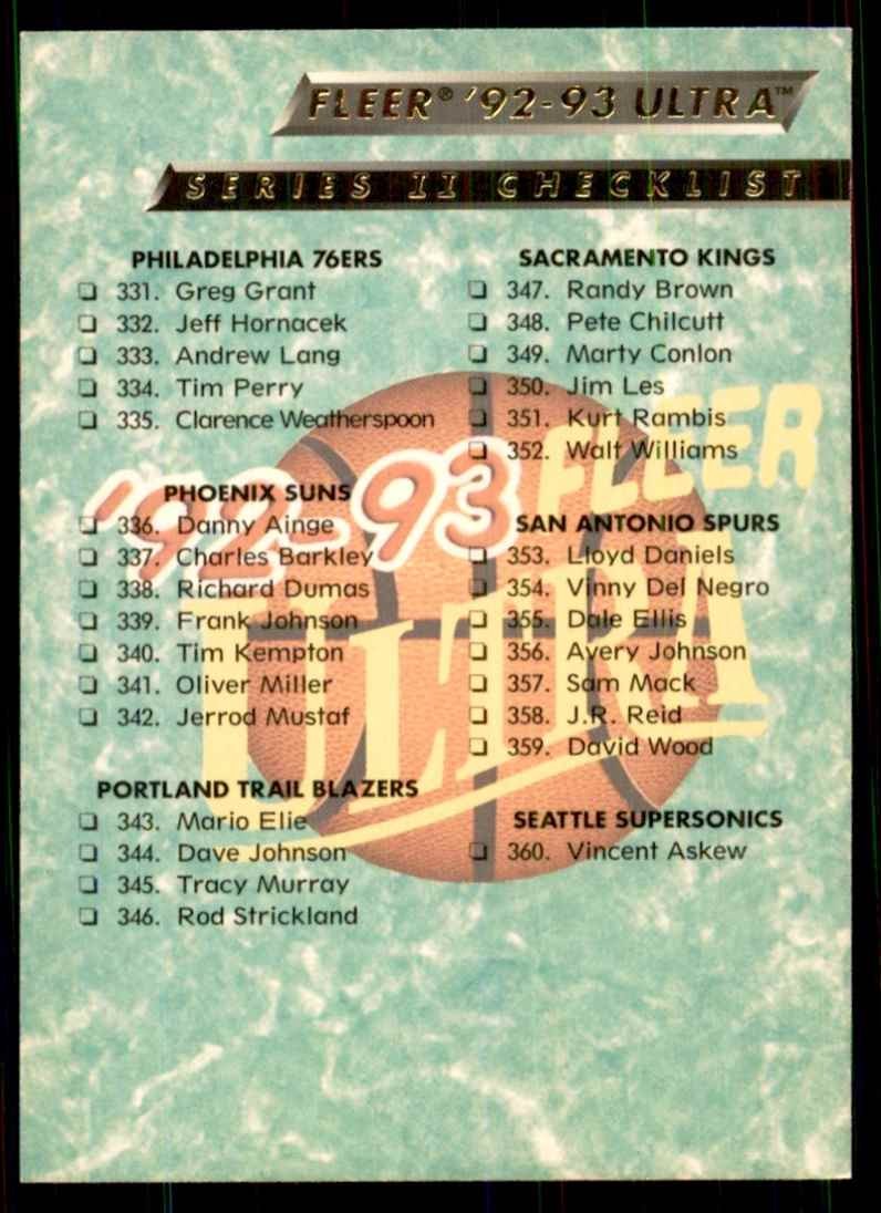 1992-93 Fleer-Ultra Utah Jazz Basketball Cards #375