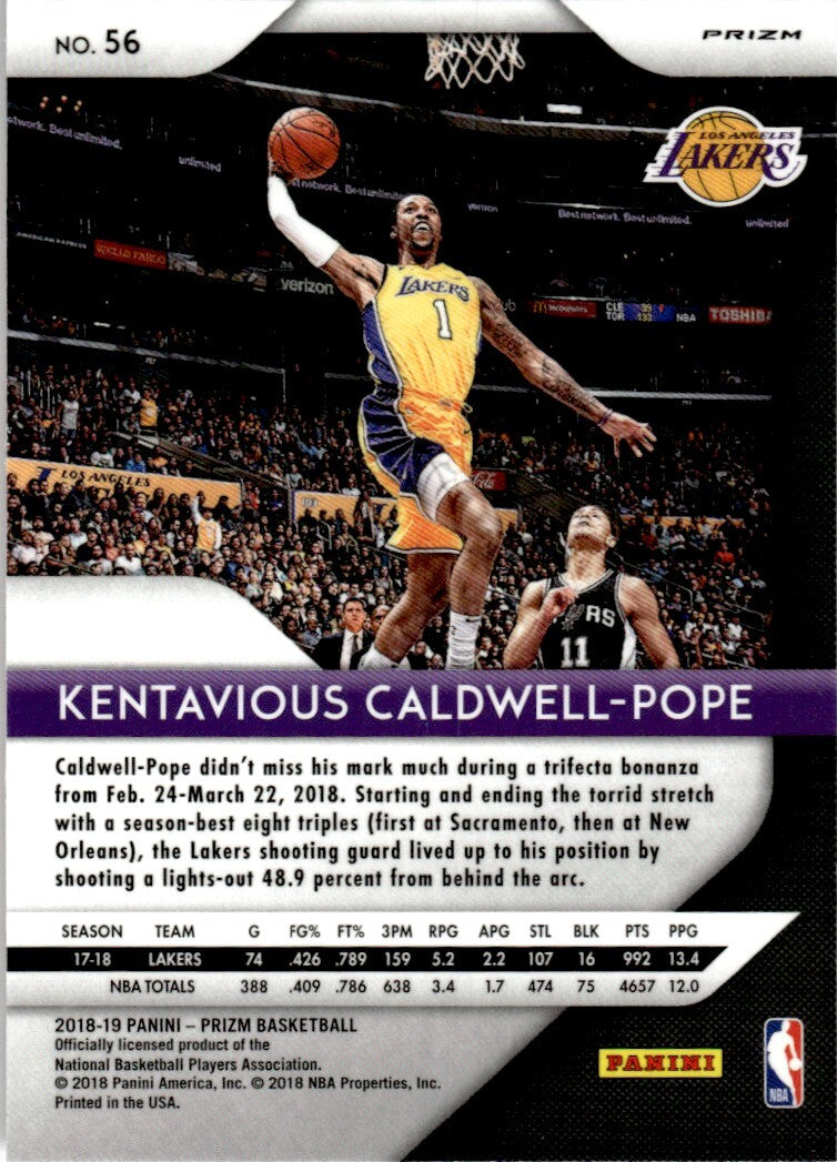 2018-19 Panini Prizm Basketball Card Kentavious Caldwell-Pope Los Angeles Lakers