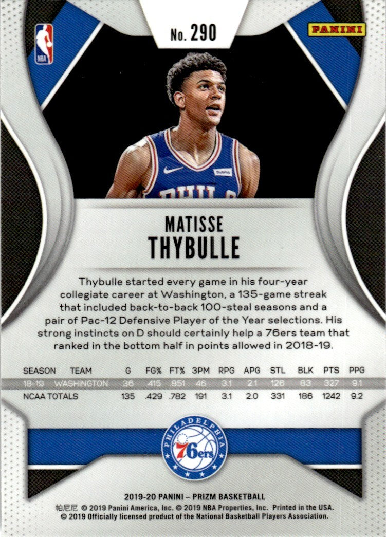2019-20 Panini Prizm Basketball Card Matisse Thybulle Rookie D Philadelphia