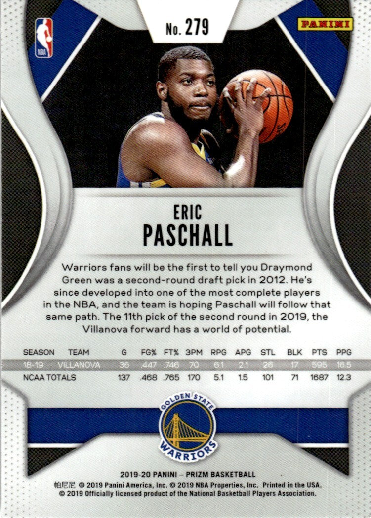 2019-20 Panini Prizm Basketball Card Eric Paschall Rookie J Golden State