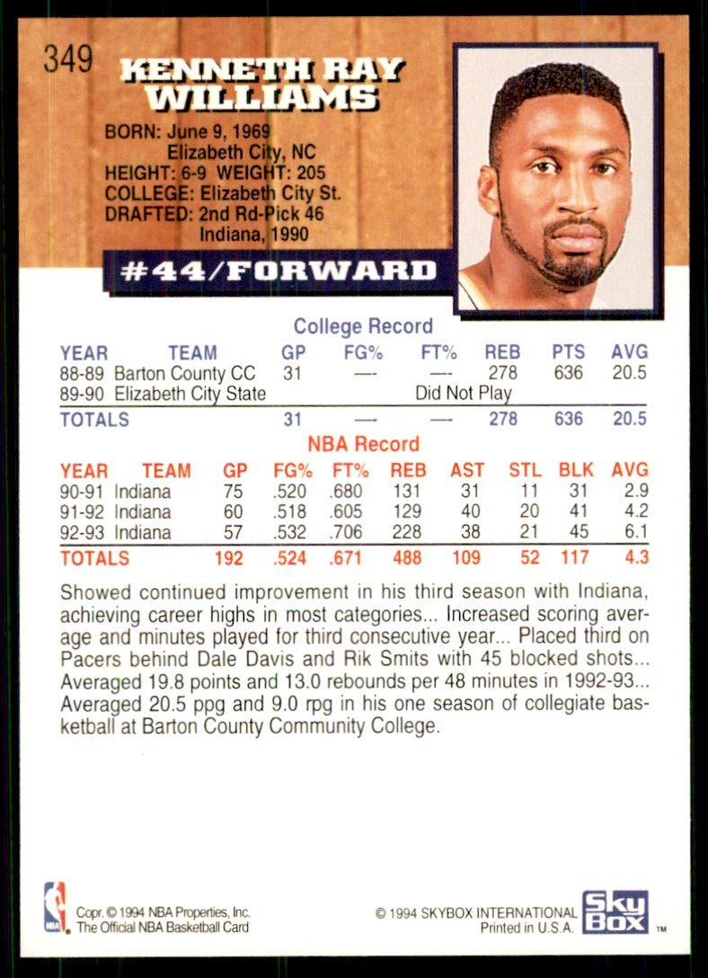 1993-94 NBA Hoops Ken Williams (103) Basketball cards #349