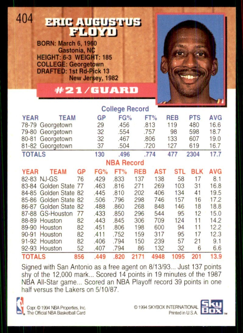 1993-94 NBA Hoops Sleepy Floyd (100) Basketball cards #404