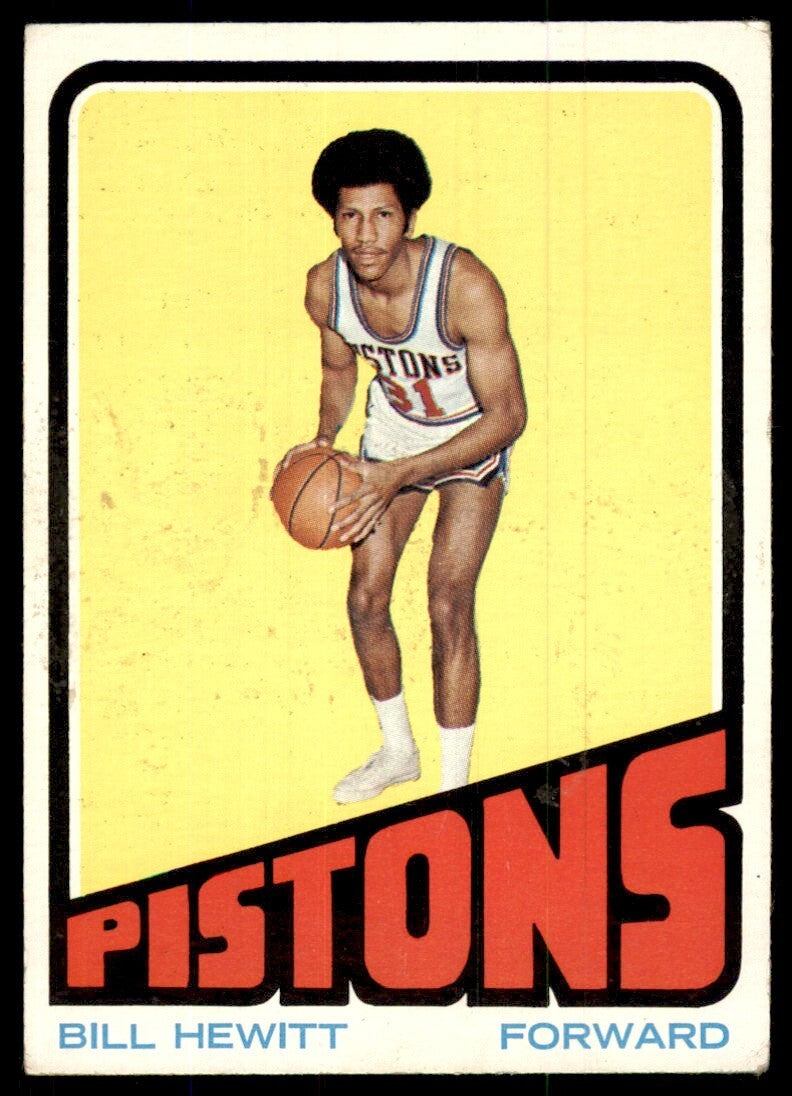 1972-73 Topps Basketball Card Bill Hewitt B Detroit Pistons #107