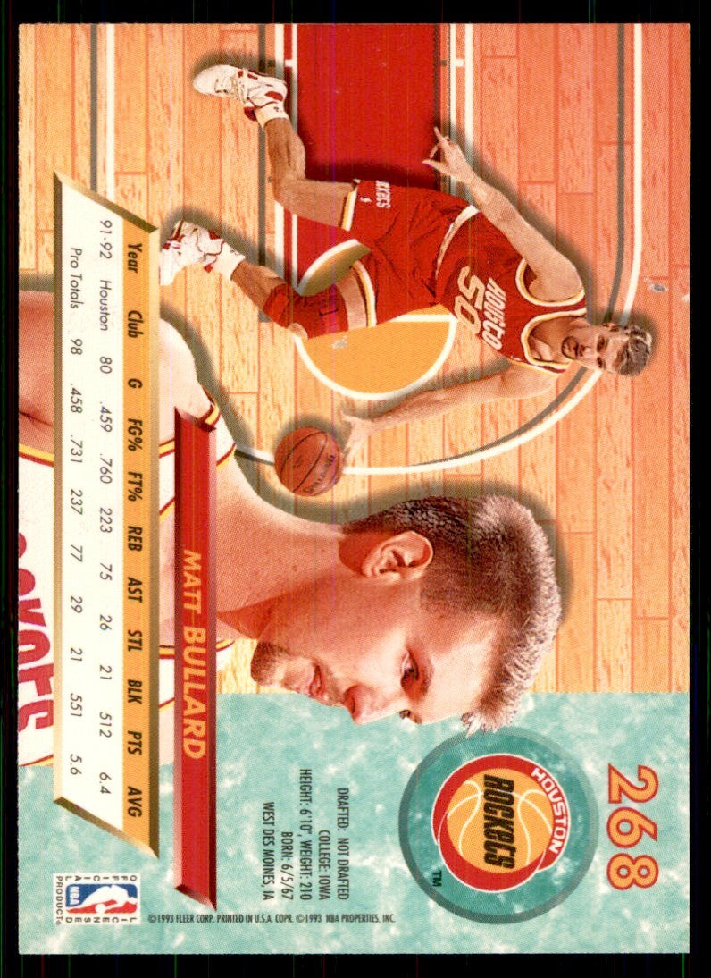1992-93 Fleer Ultra Cards Matt Bullard Basketball Cards #268