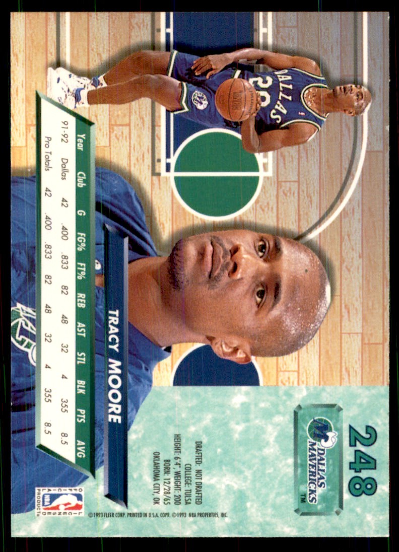 1992-93 Fleer Ultra Cards Tracy Moore (100) Basketball Cards #248