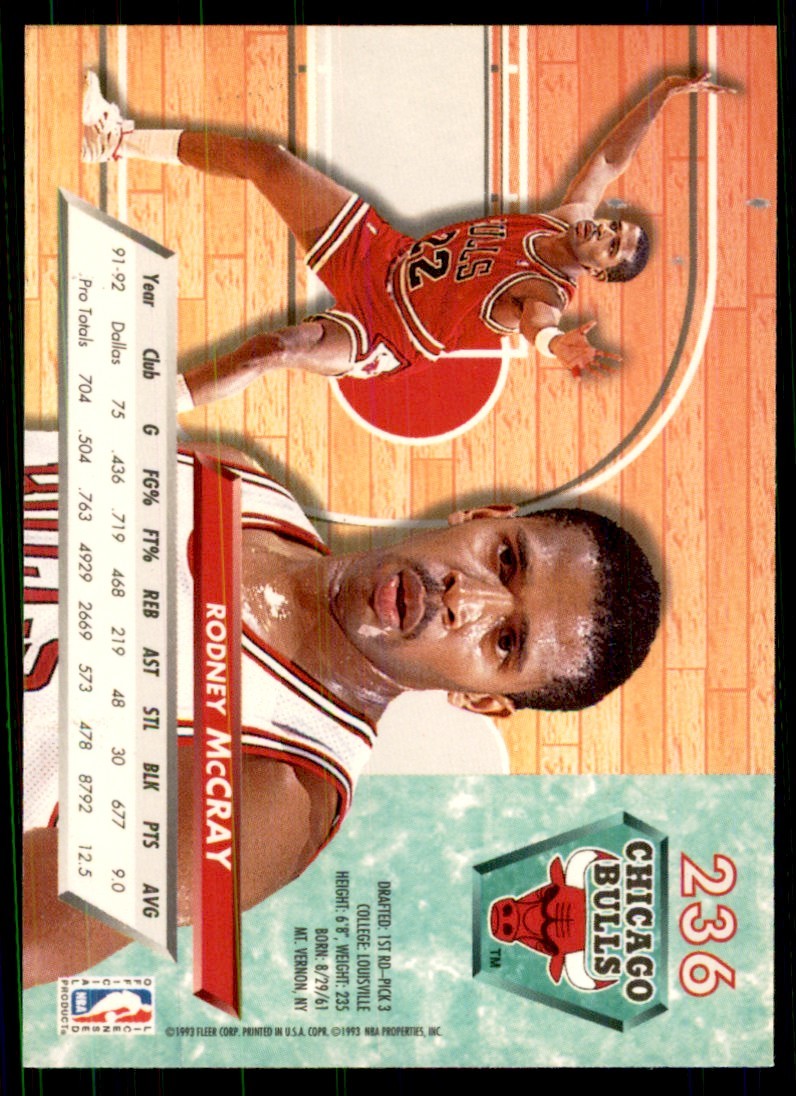 1992-93 Fleer Ultra Cards Rodney McCray Basketball Cards #236
