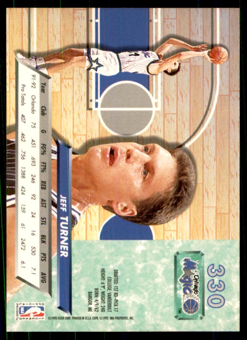 1992-93 Fleer Ultra Cards Jeff Turner (100) Basketball Cards #330