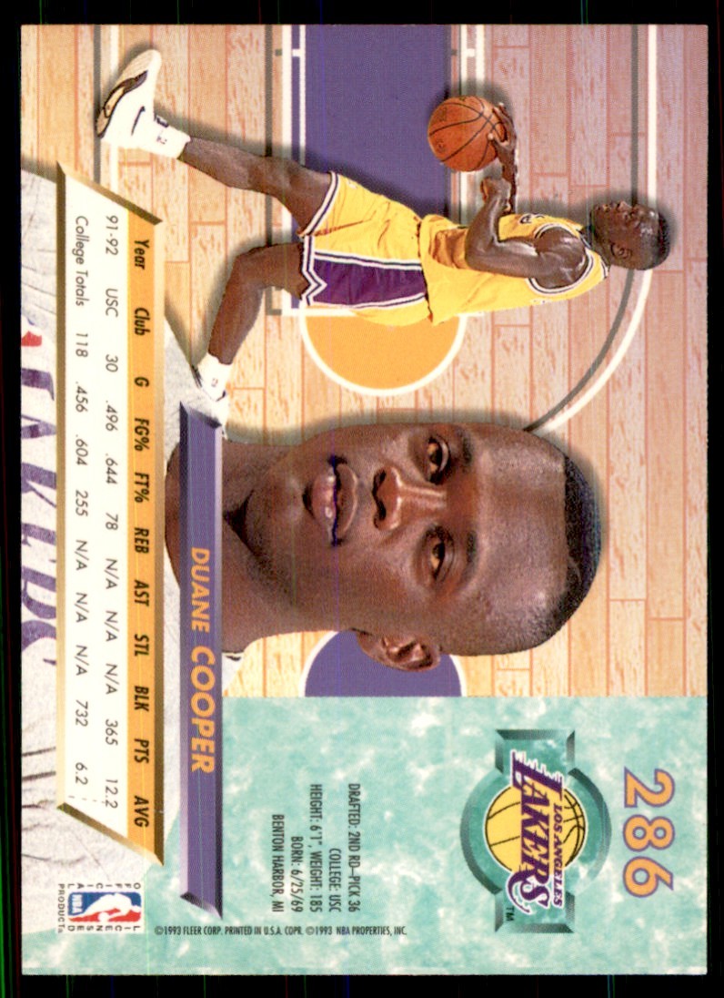 1992-93 Fleer Ultra Cards Duane Cooper. (100) Basketball Cards #286
