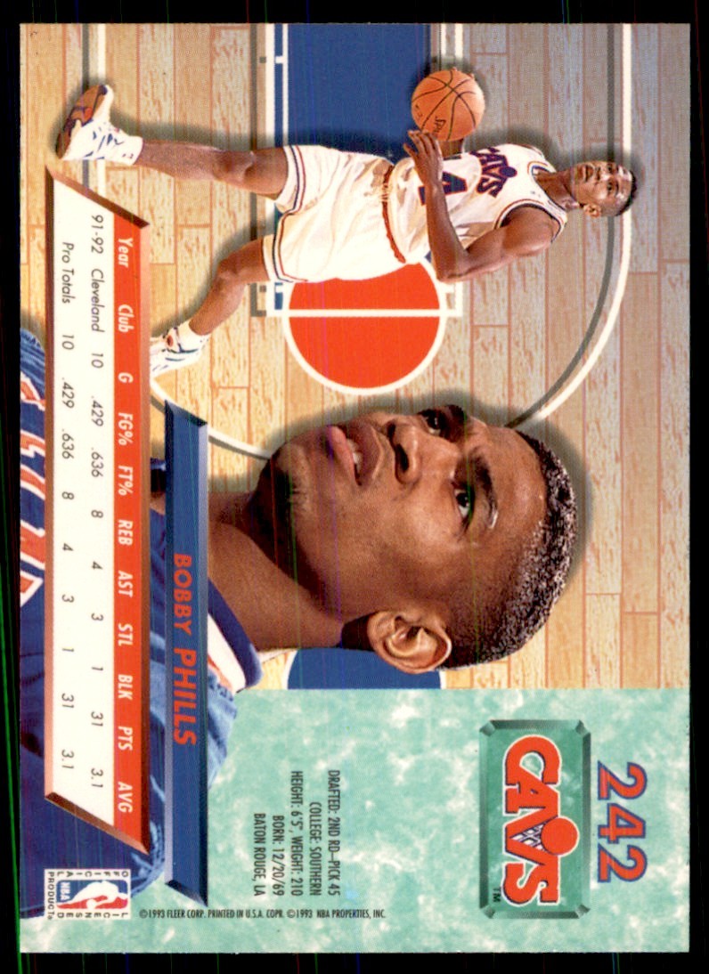 1992-93 Fleer Ultra Cards Cleveland Cavaliers (100) Basketball Cards #242