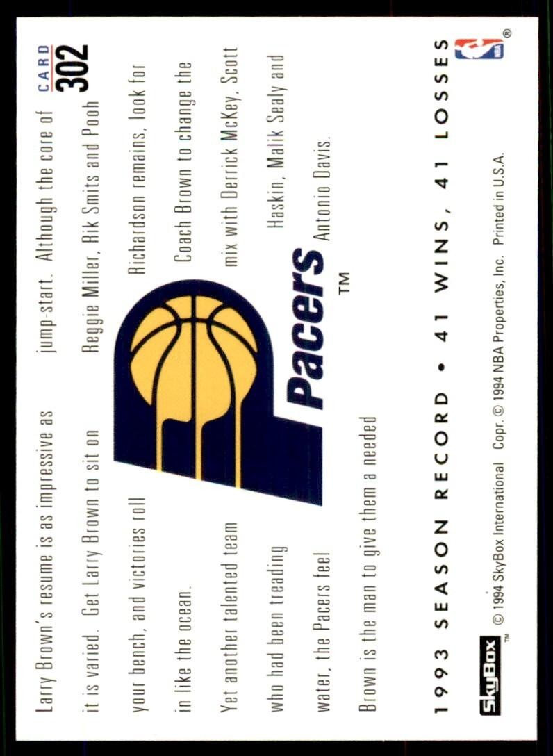 1993-94 SkyBox Basketball Card Derrick McKey/Antonio Davis Indiana Pacers #302