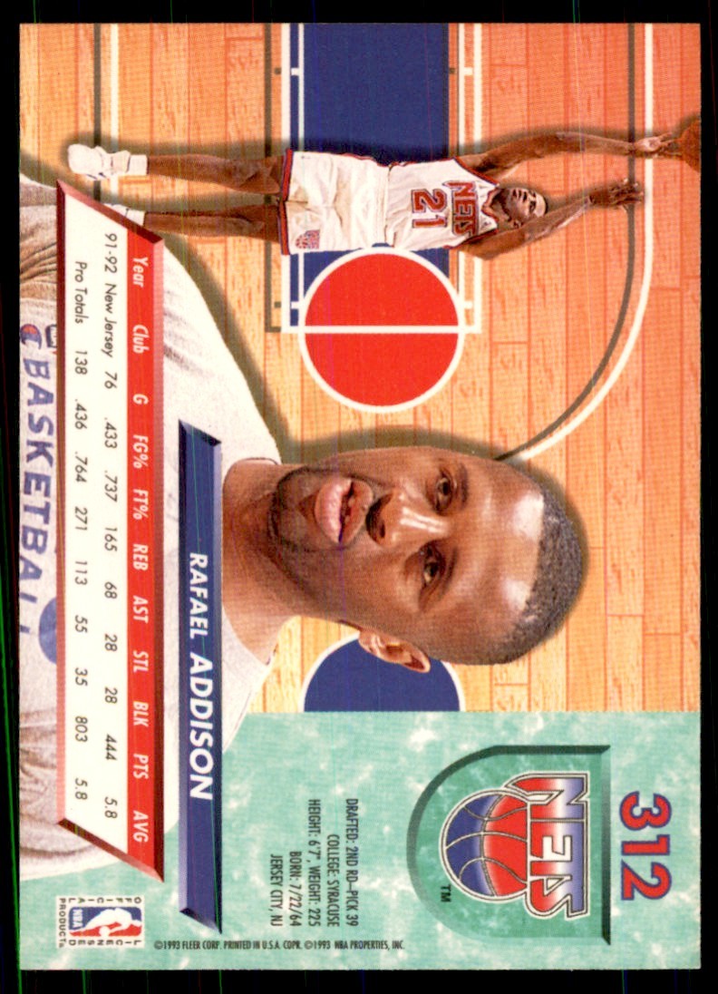 1992-93 Fleer Ultra Rafael Addison (100) Basketball Cards #312