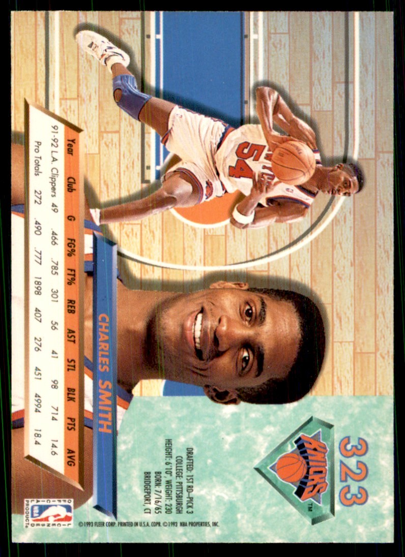 1992-93 Fleer Ultra Charles Smith (102) Basketball Cards #323