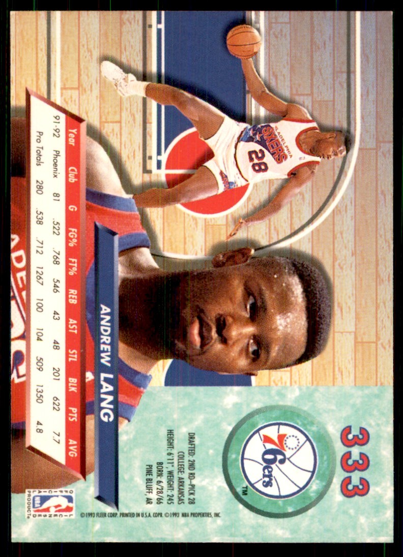 1992-93 Fleer Ultra Andrew Lang (103) Basketball Cards #333