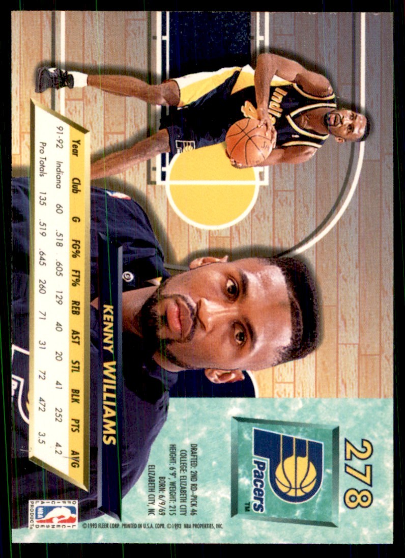 1992-93 Fleer Ultra Kenny Williams Basketball Cards #278