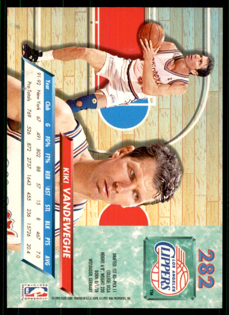 1992-93 Fleer Ultra Kiki Vandeweghe Basketball Cards. #282