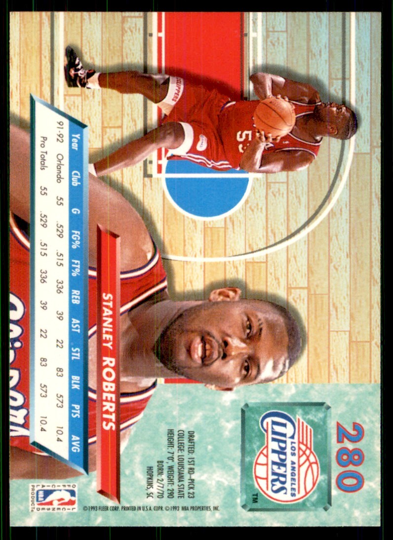 1992-93 Fleer Ultra Stanley Roberts Basketball Cards. #280