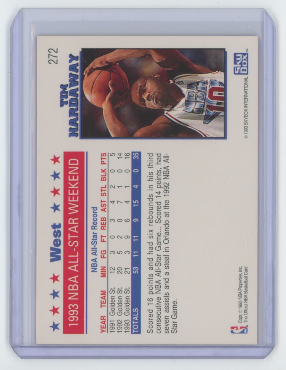 1993-94 NBA Hoops Basketball Card Tim Hardaway B Golden State Warriors #272