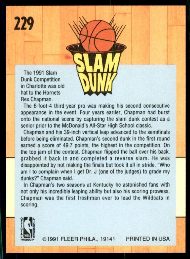 1991-92 Fleer Rex Chapman Basketball Cards #229