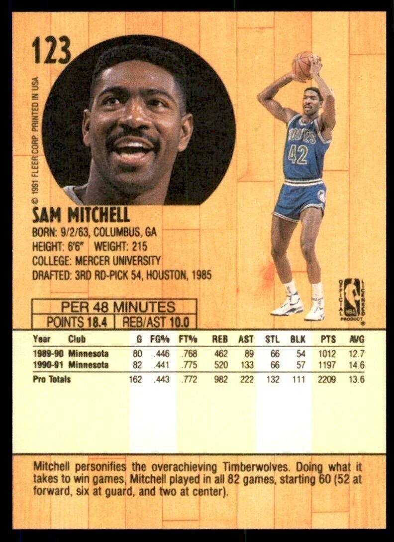 1991-92 Fleer Sam Mitchell Basketball Cards #123