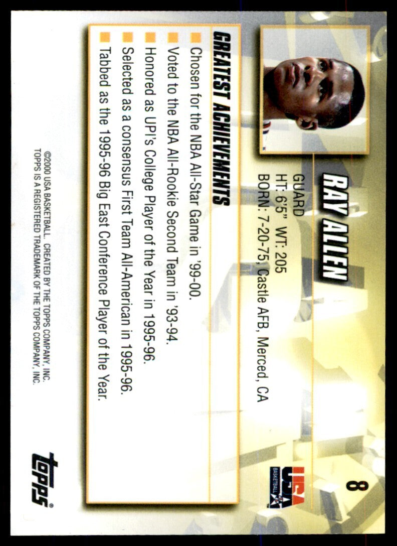2000-01 Topps USA Ray Allen Basketball Cards #8