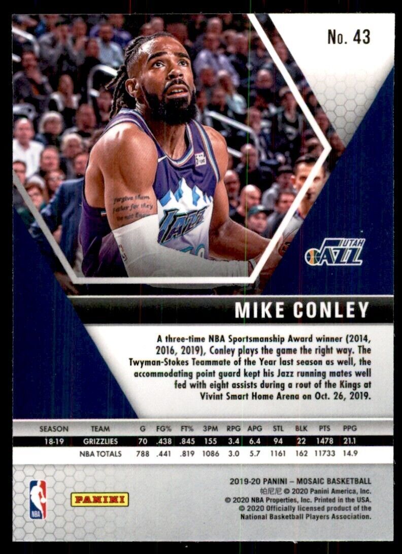 2018-19 Panini Mosaic Mike Conley Basketball Cards #43