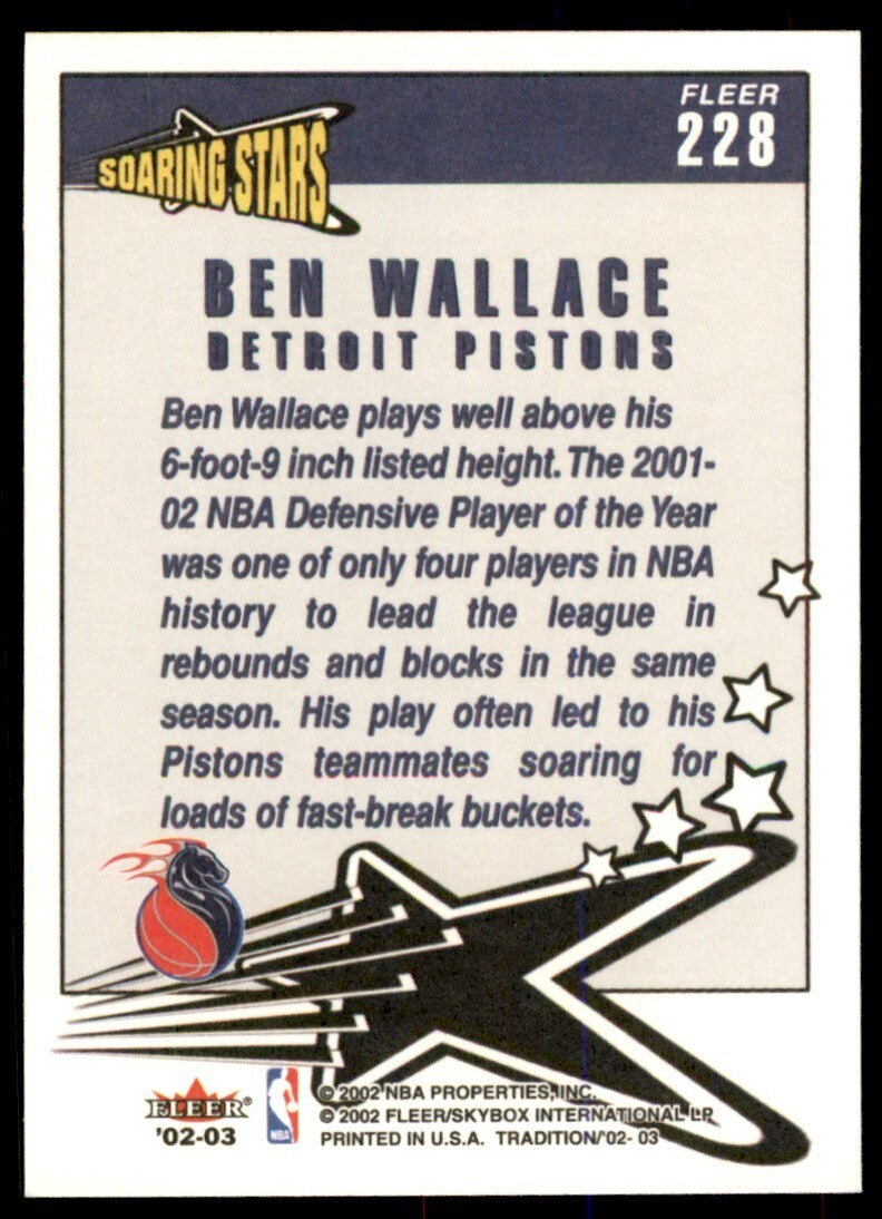 2002-03 Fleer Tradition Ben Wallace Basketball Cards #228
