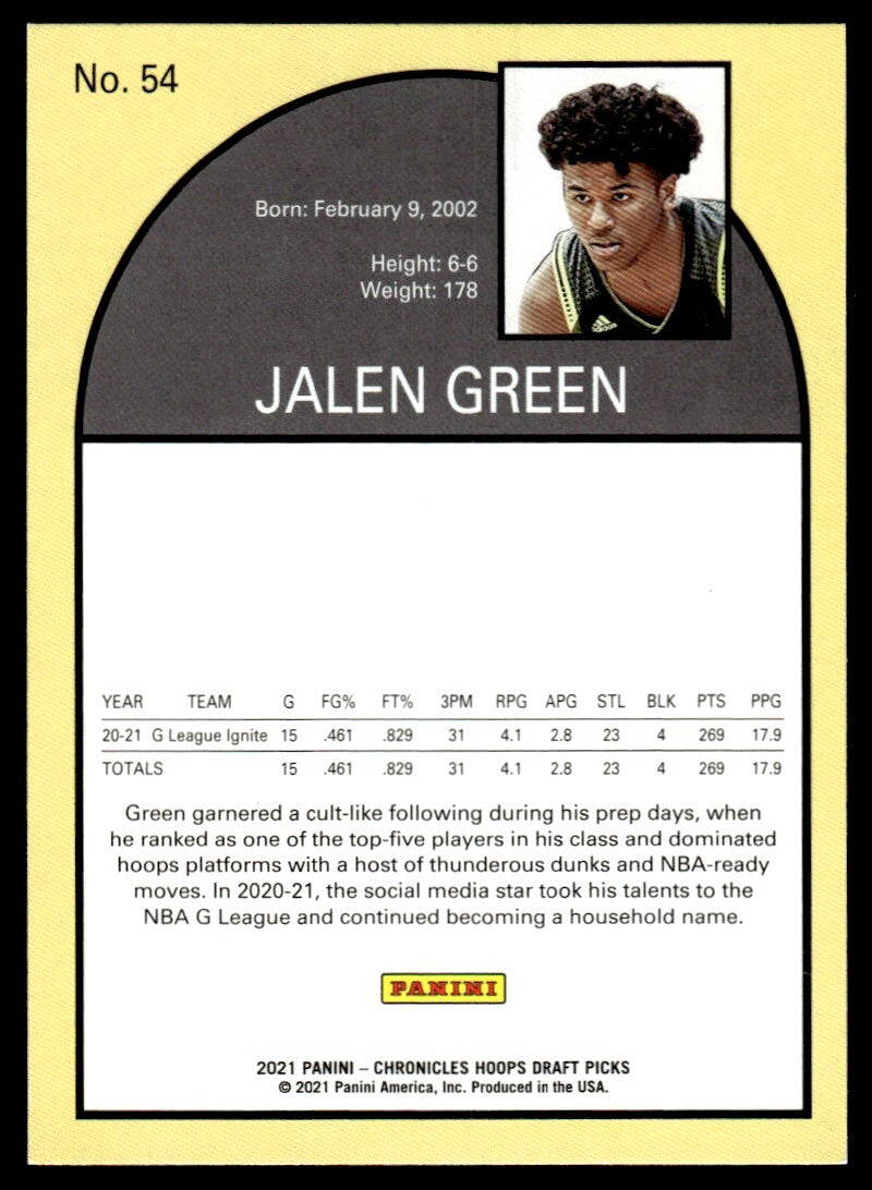 2021-22 NBA Hoops Draft Picks Basketball Cards Jalen Green A NBA G League Ignite