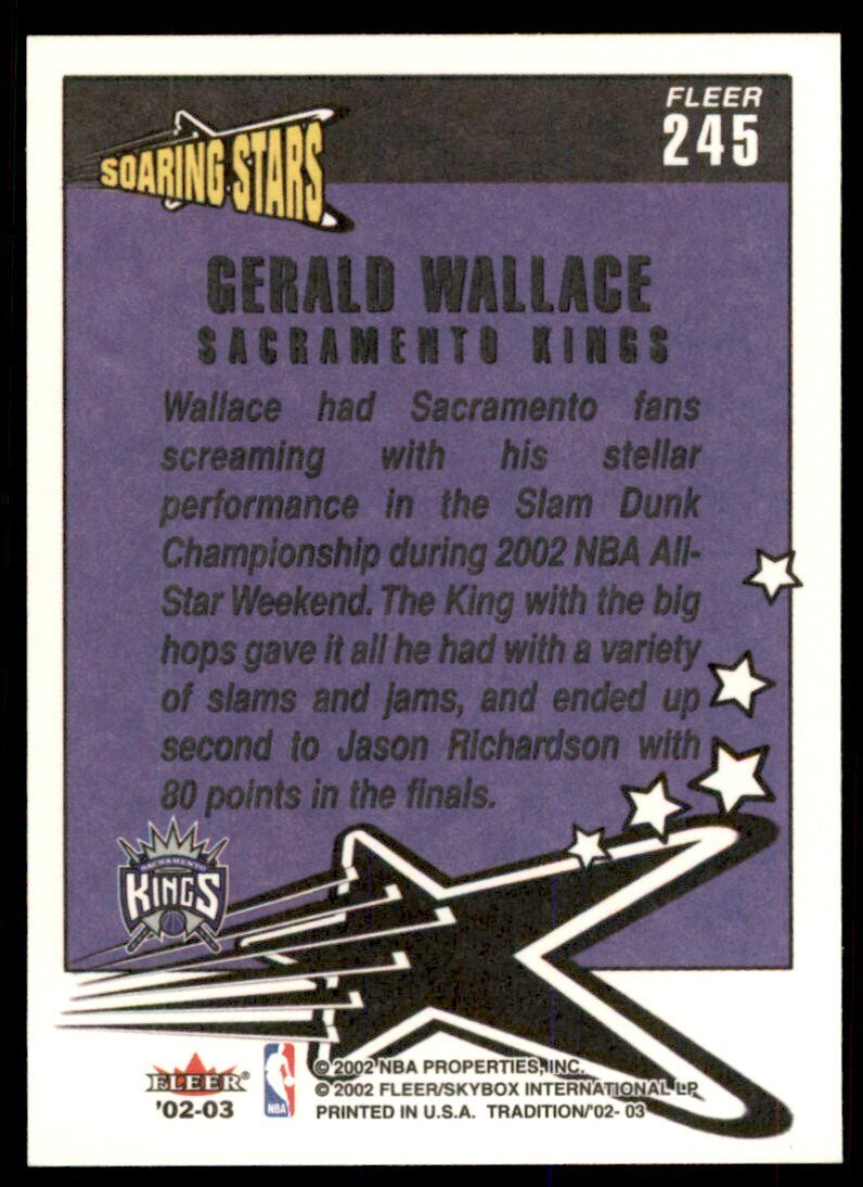 2002-03 Fleer Tradition Gerald Wallace Basketball Cards #245