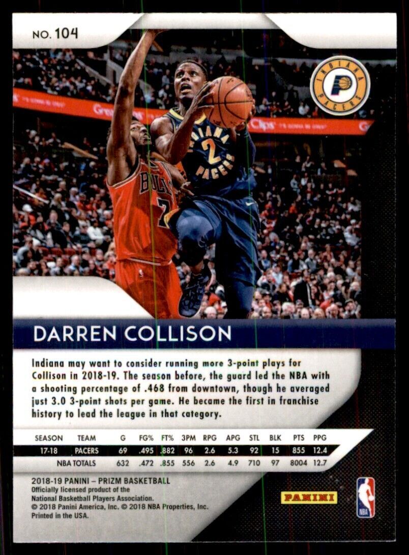 2018-19 Prizm Darren Collison Indiana Pacers #104