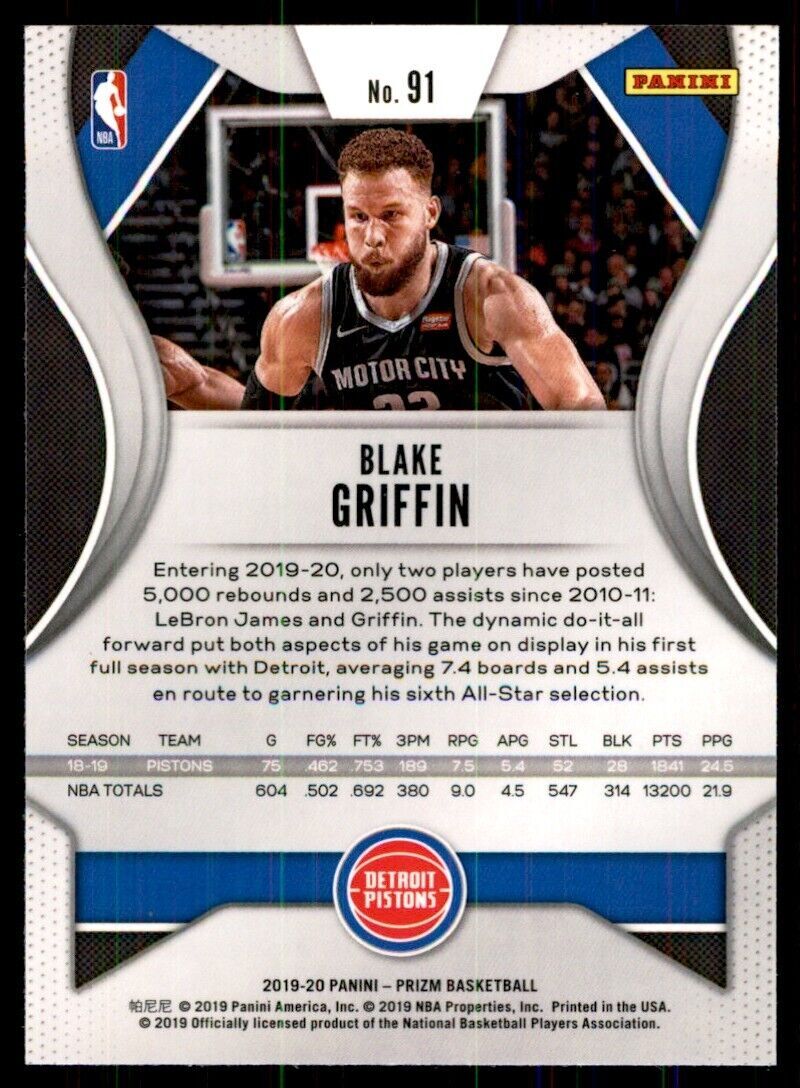 2019-20 Prizm Blake Griffin Basketball Cards #91