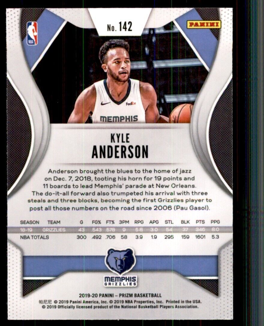 2019-20 Prizm Kyle Anderson Basketball Cards #142