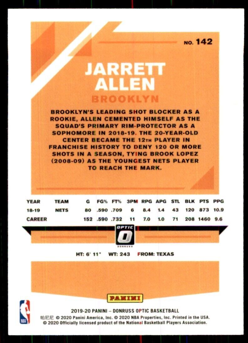2019-20 Optic Jarrett Allen Basketball Cards #142