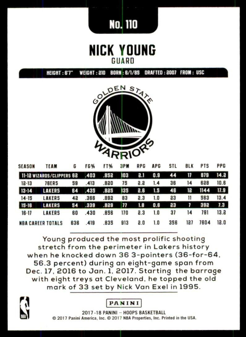 2017-18 Panini NBA Hoops Nick Young A Basketball Cards #110