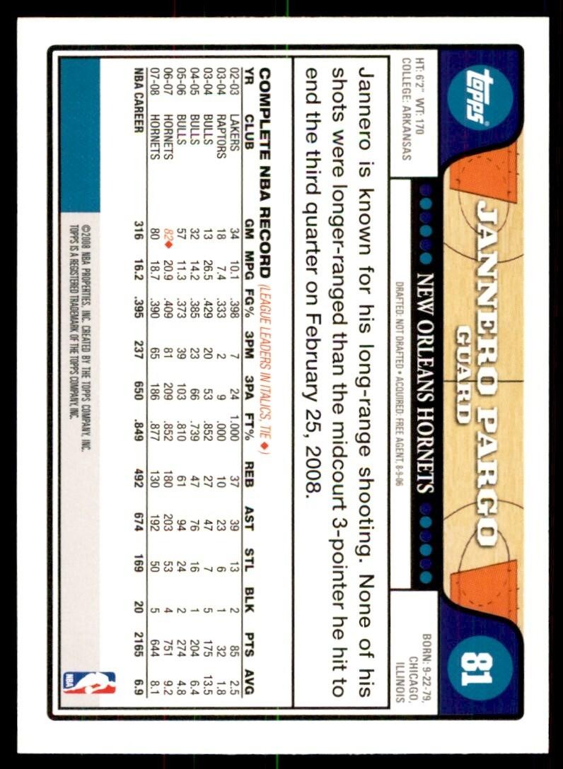2008-09 Topps Jannero Pargo Basketball Cruise #81