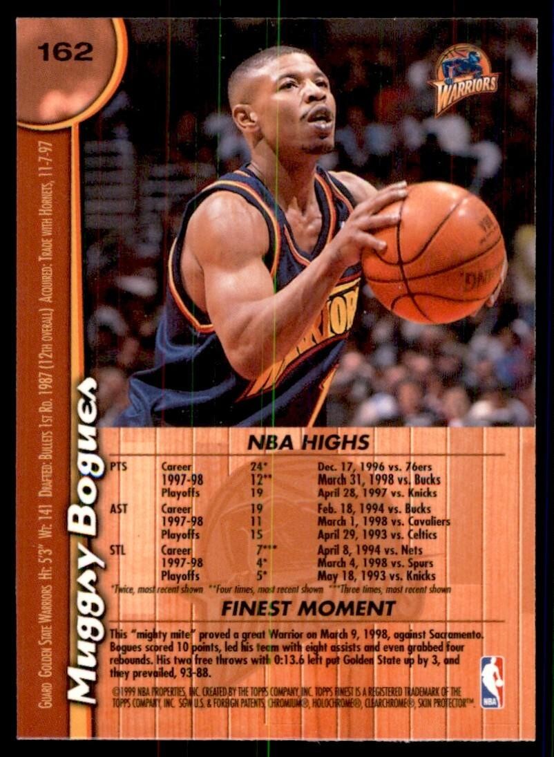 1998-99 Topps Finest W/Coating Muggsy Bogues Basketball cards #162
