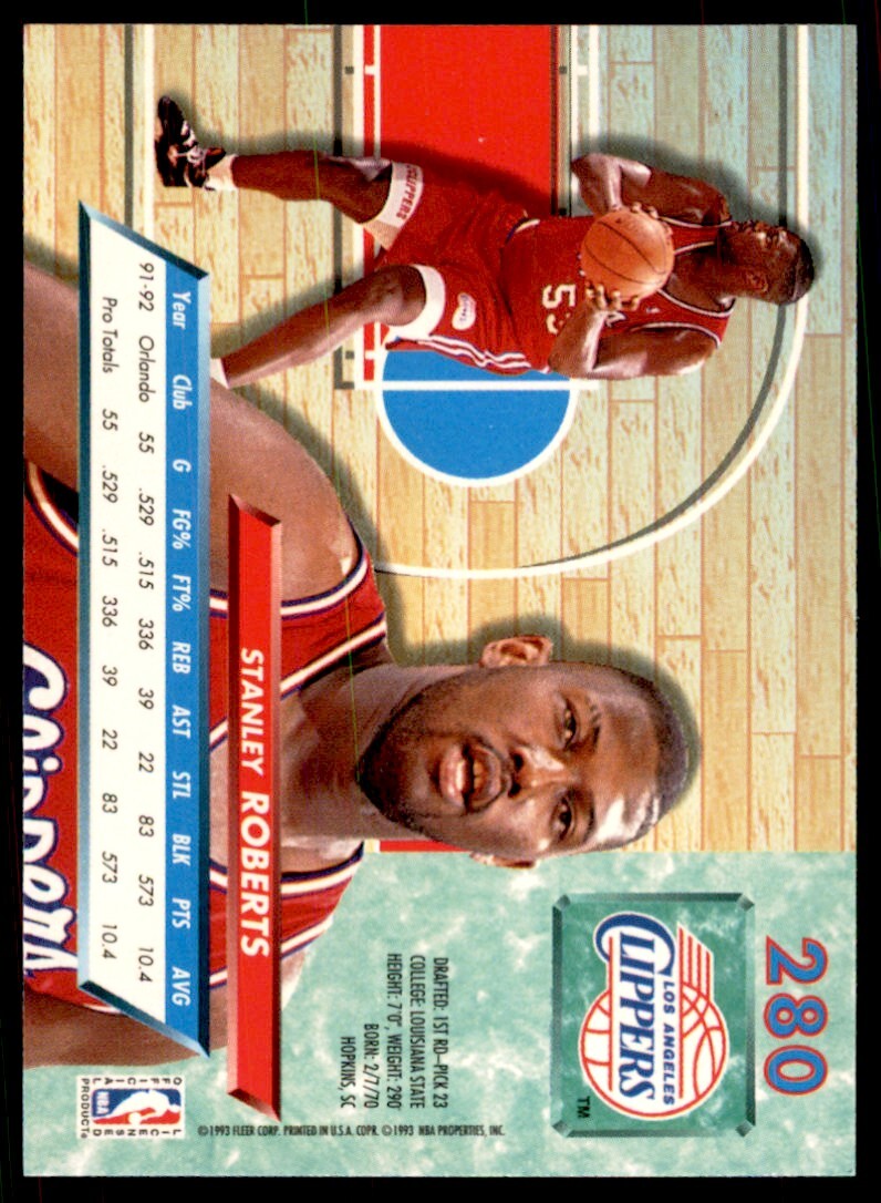 1992-93 Fleer Ultra. Stanley Roberts A Basketball Cards #280