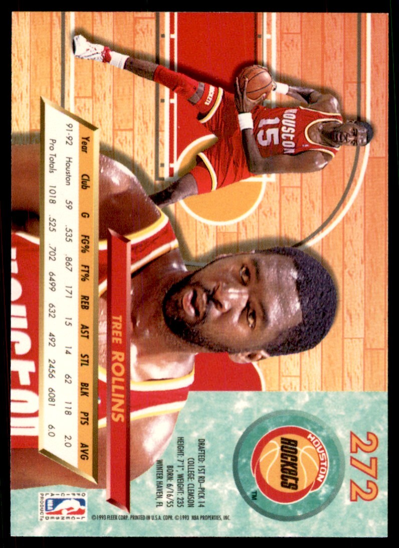 1992-93 Fleer Ultra. Tree Rollins Basketball Cards #272