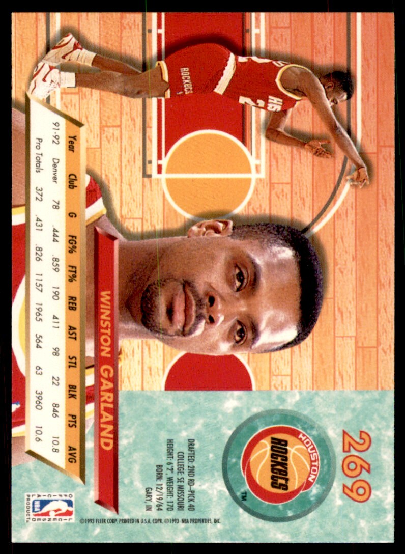 1992-93 Fleer Ultra. Winston Garland A Basketball Cards #269