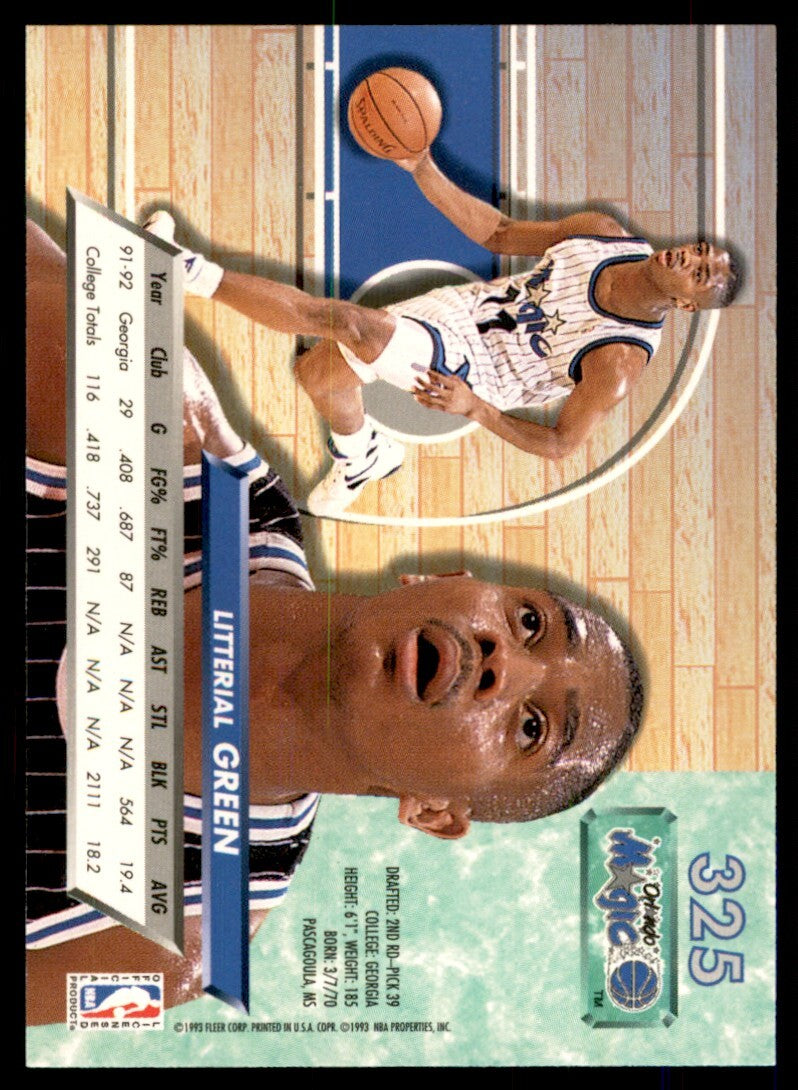 1992-93 Fleer Ultra. Litterial Green Basketball Cards #325