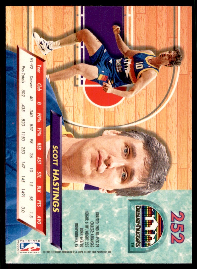 1992-93 Fleer Ultra. Scott Hastings Basketball Cards. #252